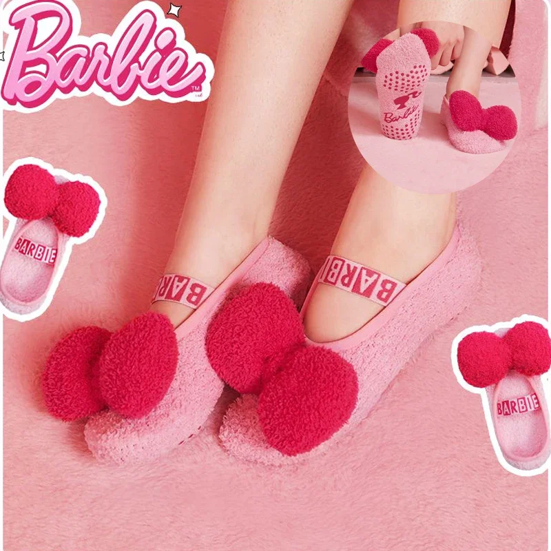 

Носки Барби плюшевые домашние для взрослых, милые Нескользящие носки для сна с бантом, стильные модные милые носки для пола из фильма Y2K для девушек в подарок