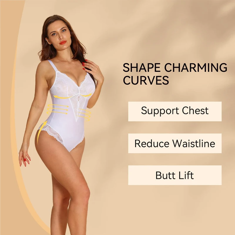 LILVIGOR-ropa moldeadora de encaje para mujer, Body moldeador, Control de barriga, sin mangas, cuello en V, camisola sin espalda, corsé adelgazante
