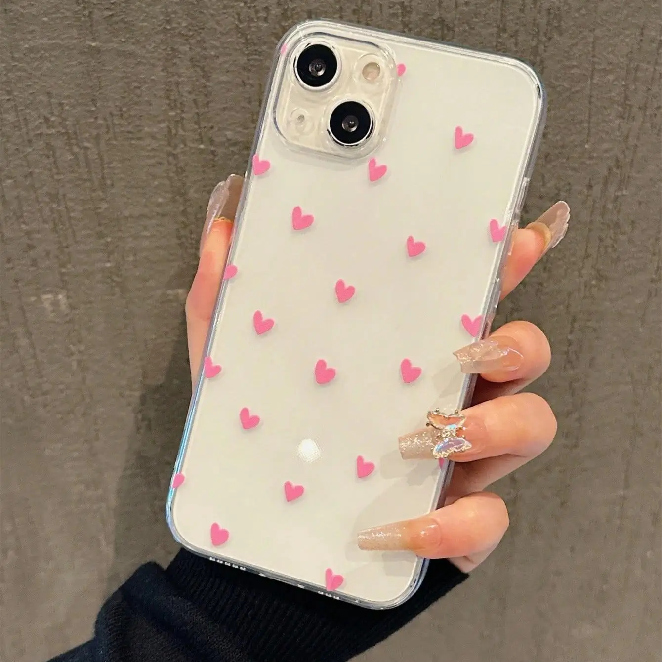 Pink Small Love Heart Butterfly Phone Case Cover