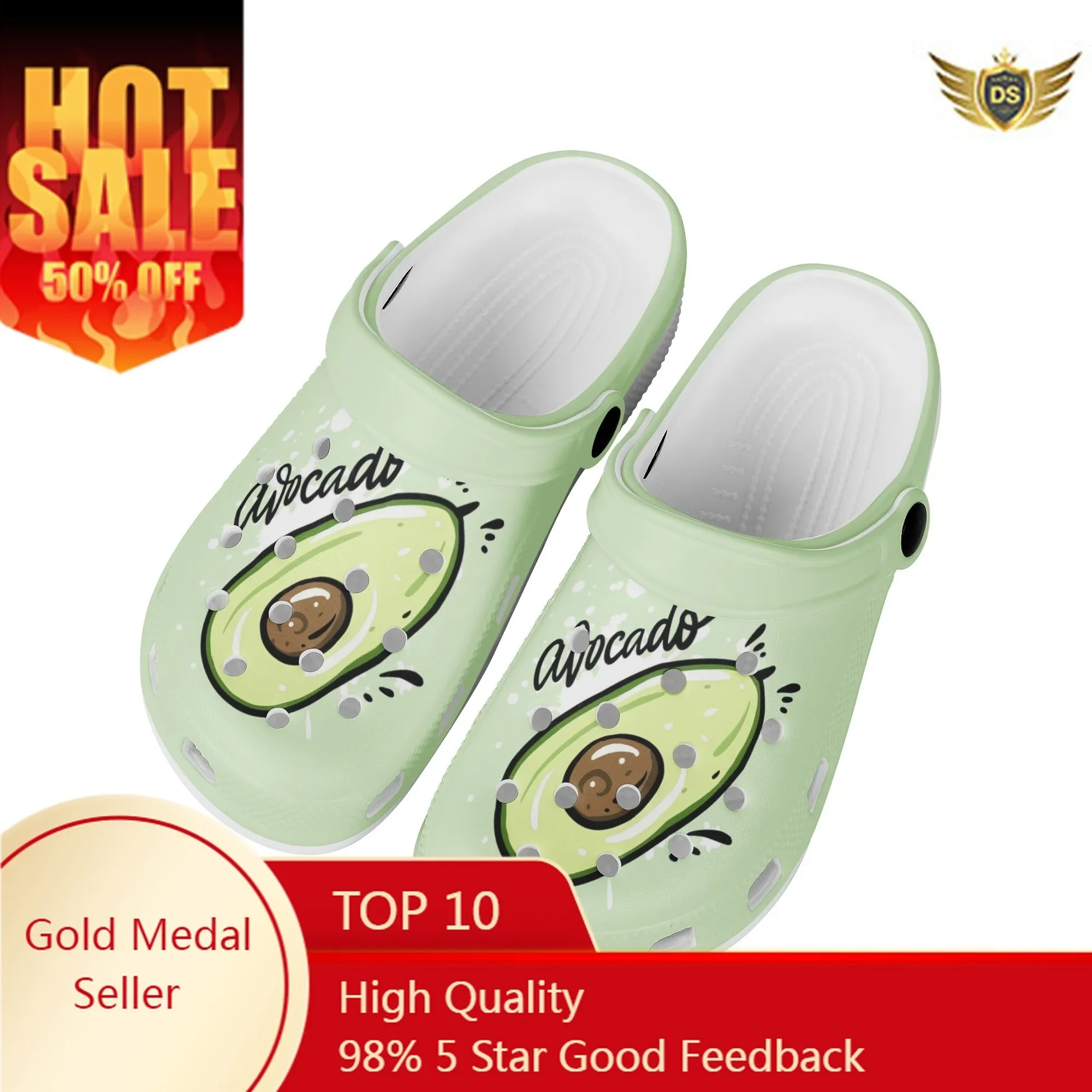 

Cartoon Avocado Print Bathroom Slippers Summer Casual Non-slip Flat Garden Shoes Couple Beach Wading Walking Sandals Zapatos New