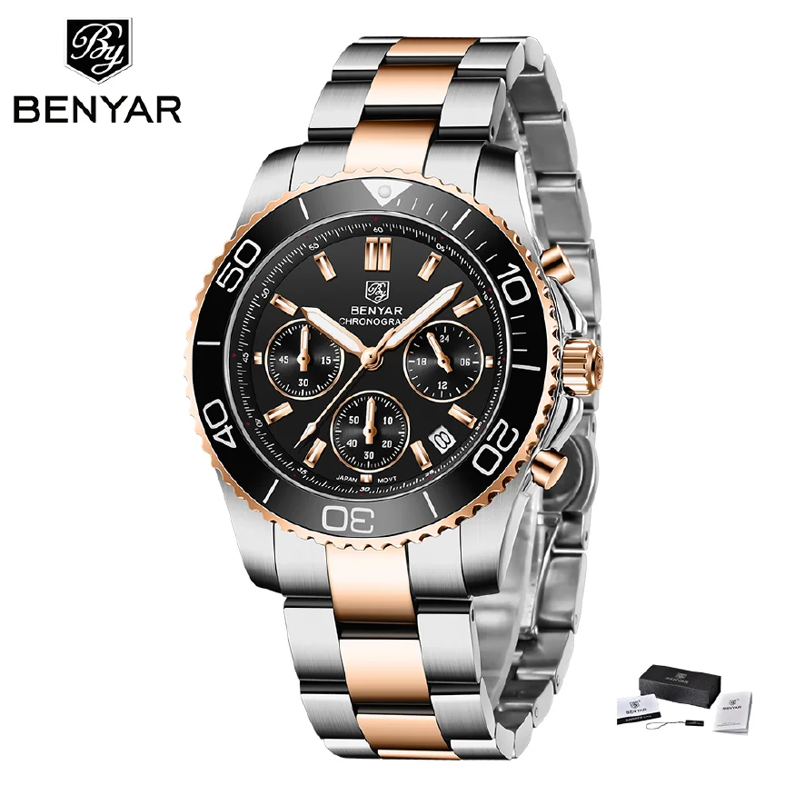 

BENYAR 2023 Neue mnner Quarzuhr Sapphire Automatische 100m Wasserdichte Uhr Seiko VD35 Bewegung mnner Luxus Uhr reloj Hombre