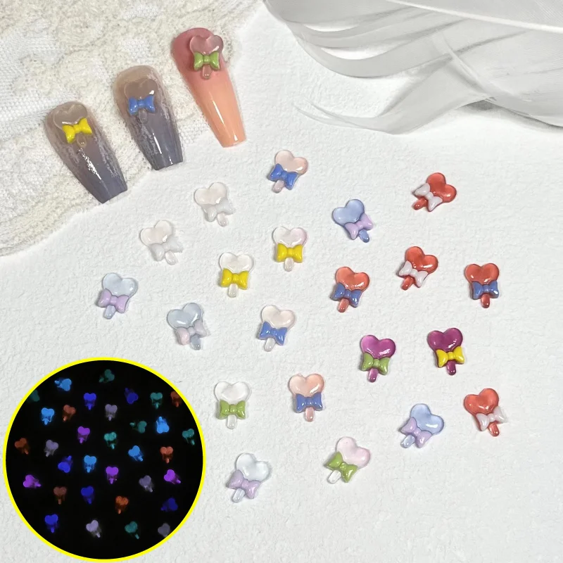 

50Pcs Nail Art Glow In The DArk Candy Designs Charms Resin Cute Kawaii Nail Gems Stones For Nail Art Limunous Accessories
