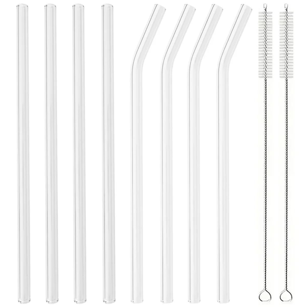 Premium Reusable Glass Straw Set with Cleaning Brush - Eco-Friendly Drinkware for Smoothies and Cocktails