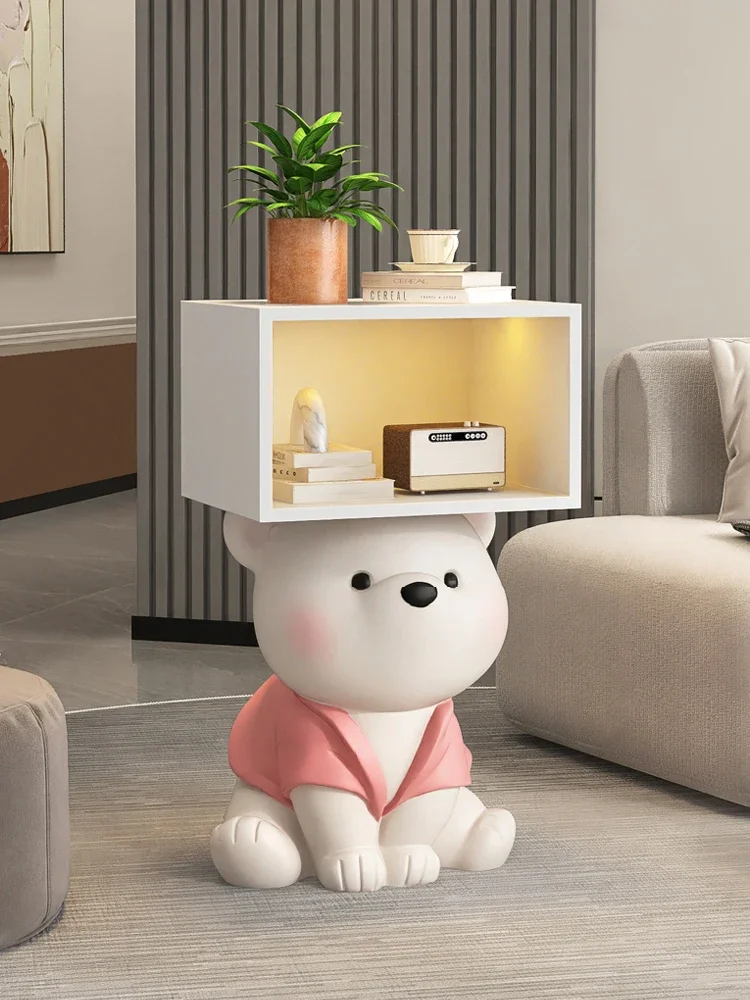 Cartoon Bear Statue Nightstand Children's Room Bedside Storage Cabinet Creative Bedroom Furniture Bedside Table Home Accessories