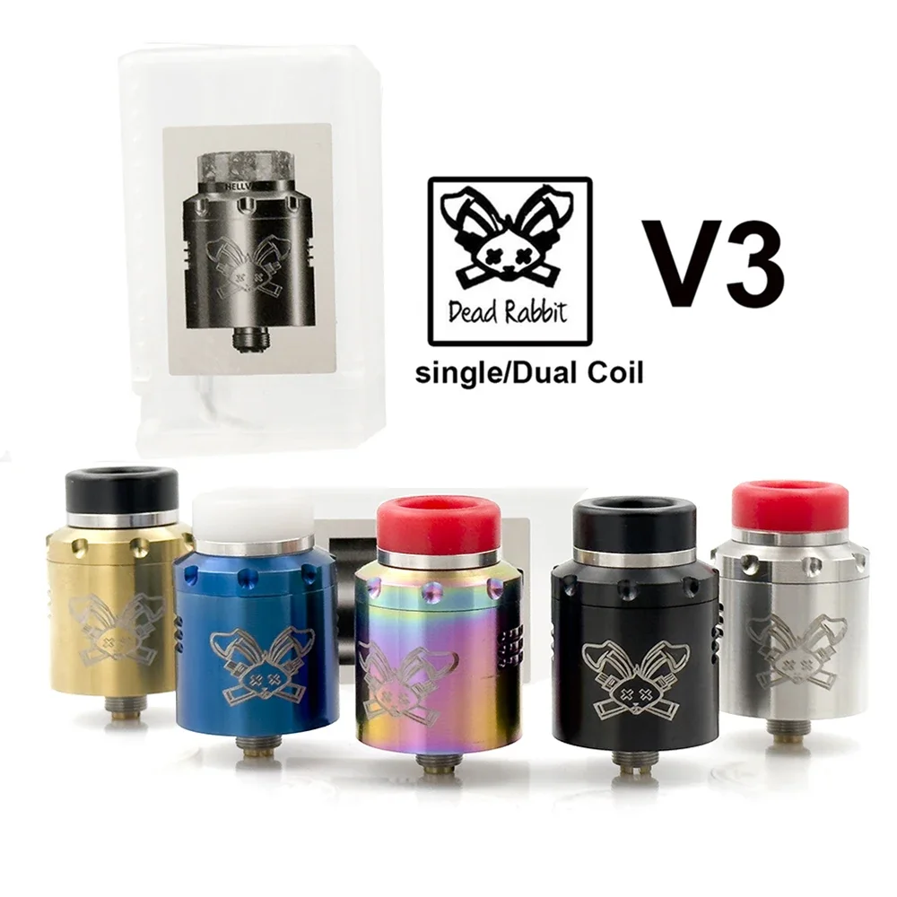 

AosVape Dead Rabbit 3 RDA Tank 24mm Single/Dual Coil Atomizer Steel Material with 510 Bf Pin Vape Atomizers