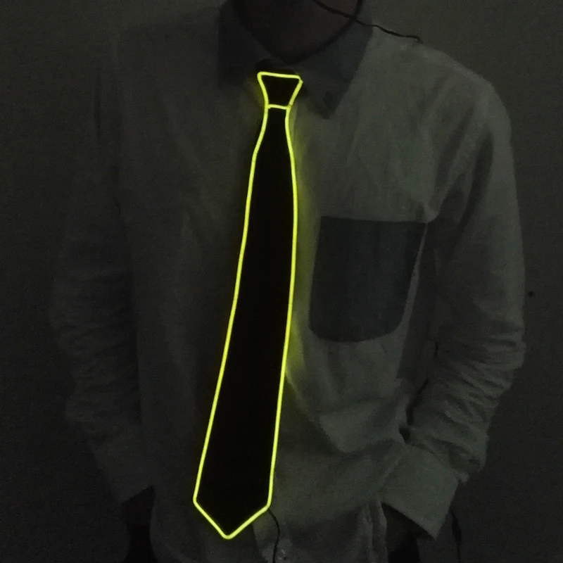 Männer Geschenk Neon EL Draht Glowing Schwarz Krawatten Fedor Hut Hochzeit Party Decor LED Leuchtende Krawatten Für Männer DJ Bar Club Bühne Prop – Detail 22