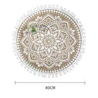 1PCS Round Placemat Table Non-Slip Jute Mats for Dining Table Decoration Kitchen Placemats Coffee Coasters Party Dinner 6