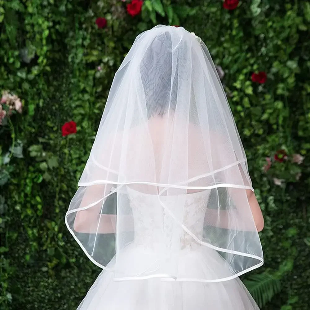 Bridal Veil Wedding Vails Women's Simple Short White Ivory Tulle With Comb For Brides Shower Bachelorette