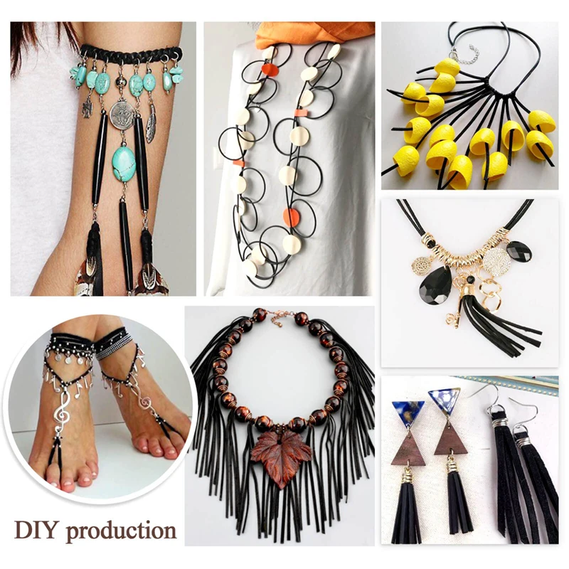 인조 스웨이드 가죽 끈, 가죽 끈, 수제 실 목걸이, DIY 쥬얼리 만들기 용품, 50 야드/롤