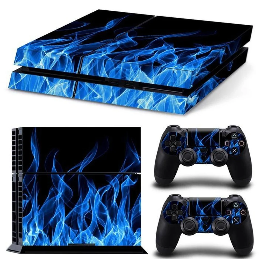 For Ps4 Blue Flame Pvc Skin Vinyl Sticker Decal Cover Console Dualsense Controllers   Dustproof Protective Sticker