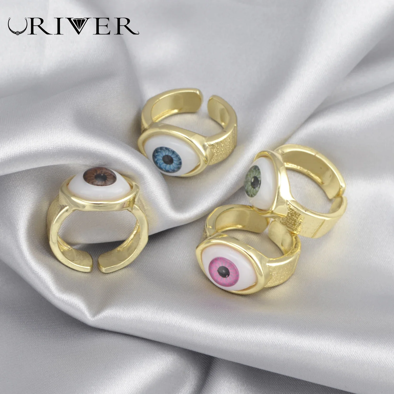 Super Magic Eye Rings For Man Women Delicate Resin Knuckle Jewelry Devil Eye Brass Metal Ring Thread Occhi Colorati Anillo Femminile