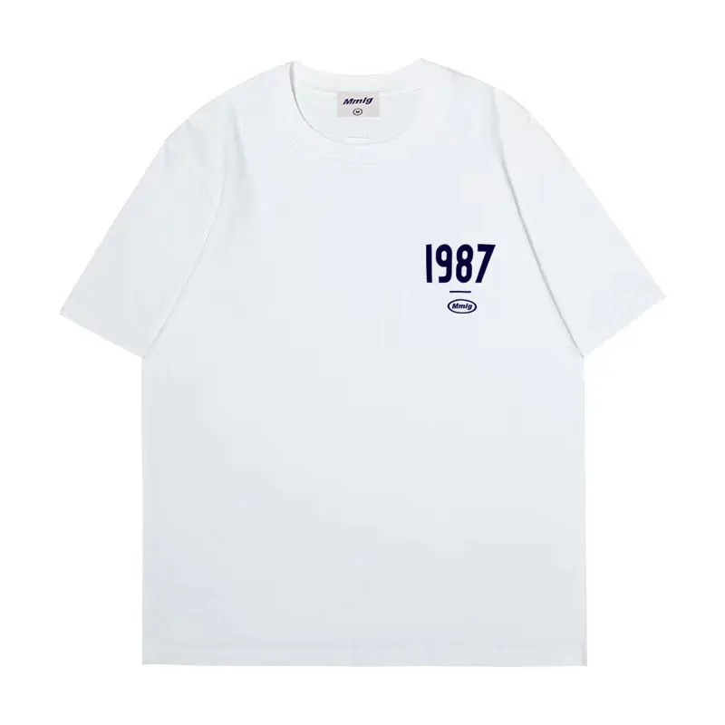 여름 신상 핫 피규어 심플리티 넘버스 1987 프린트 코튼 남성 및 여성 티셔츠 패션 캐주얼 쇼핑 셔츠 반팔