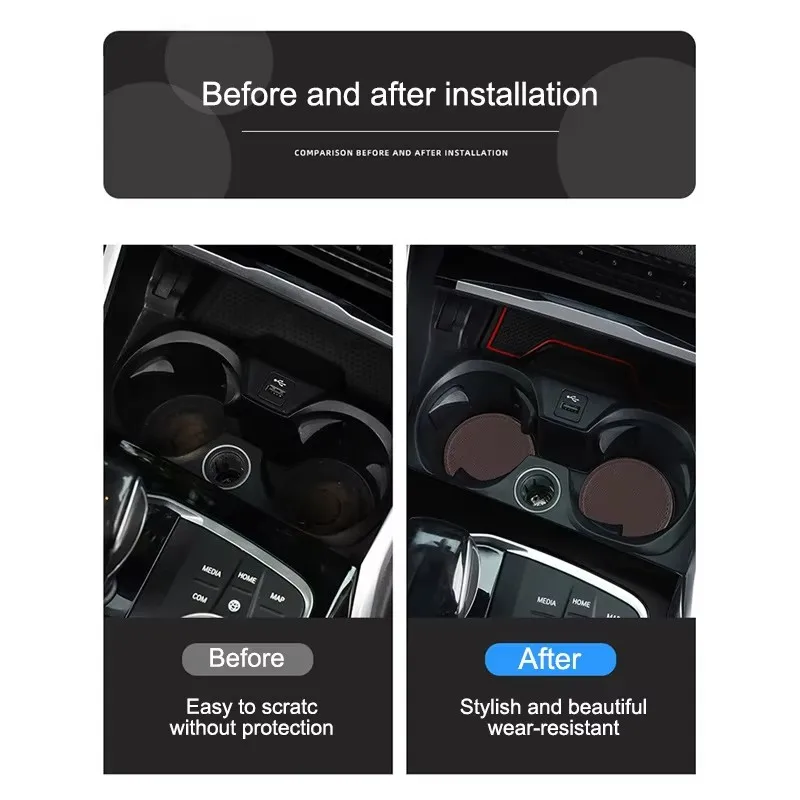 2Pcs Car Coaster Mats Water Cup Bottle Anti-slip Pads with For Chery Jetour Traveler T2 Car Accessories