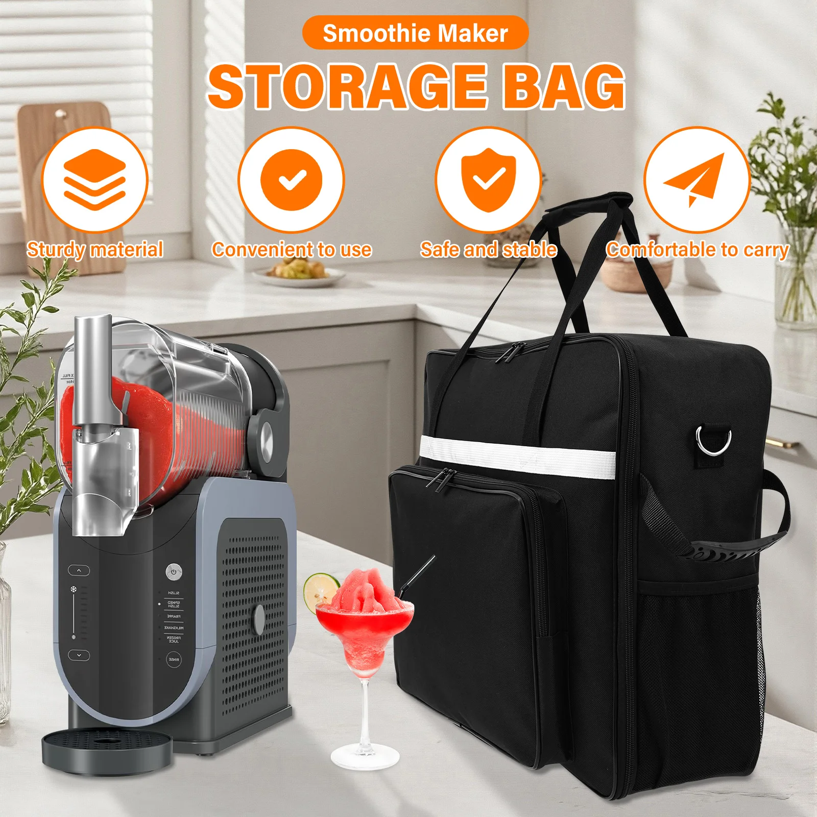 Slushie Machine Bag Oxford Cloth Waterproof Carrying Bag with Shoulder Strap and Pockets Fruit and Vegetable Mixer Dust Cover