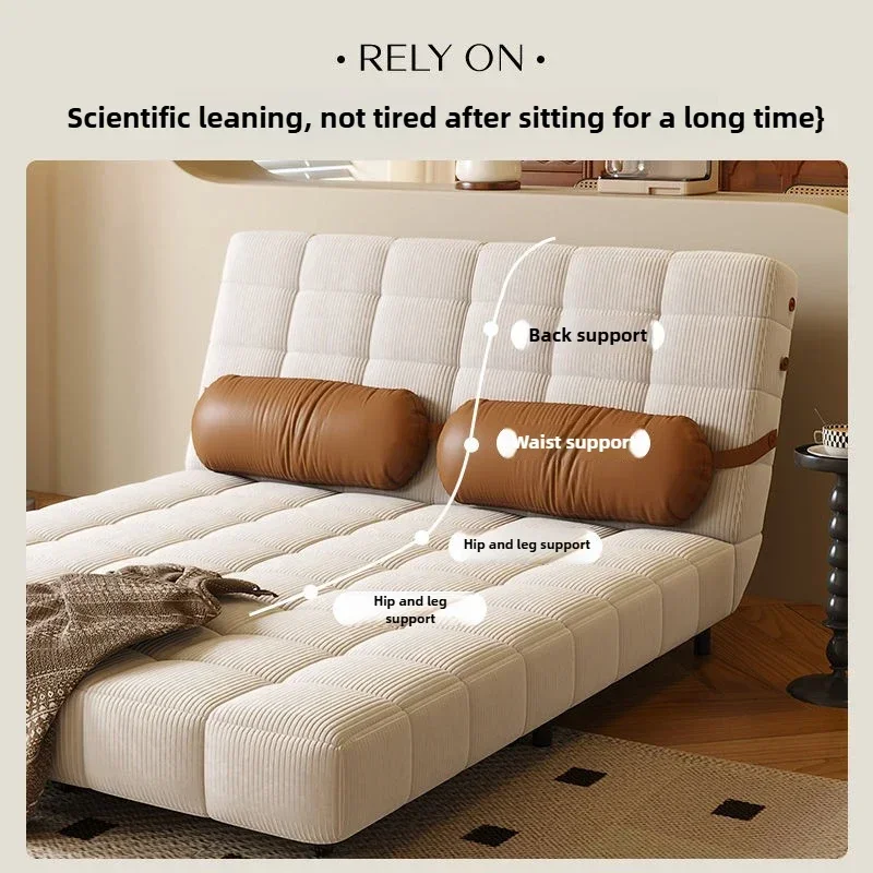 Folding Dual-purpose Small Apartment Living Room Retro Multi-functional Sofa Bed Single Sofas Furniture French Cream Sofa Bed