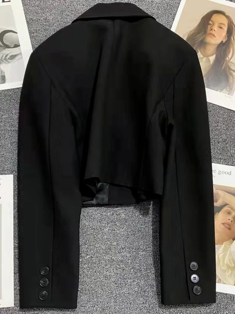 Elegant Black Blazers Fashion Crop Tops 2023 Jackets Women Clothes Casual Blazer Mujer Vestes Femme Loose Long Sleeve_voghion.com