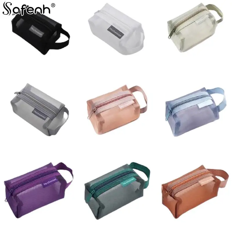 

Нейлоновый квадратный сетчатый кошелек для мелочи, вместительный женский карман для мелочи, прозрачная сумка для хранения, мини косметичка