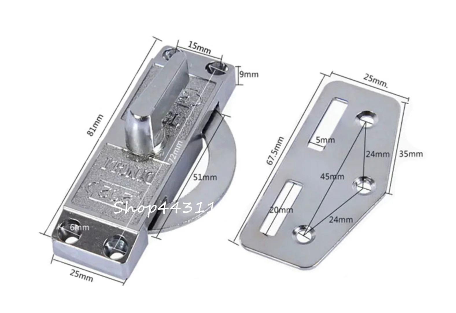 1set Zinc Alloy Sliding Door Lock Locking Push-pull Locks Single Side Wooden Sliding Door Hook Latch Safety Lock Hardware Tool