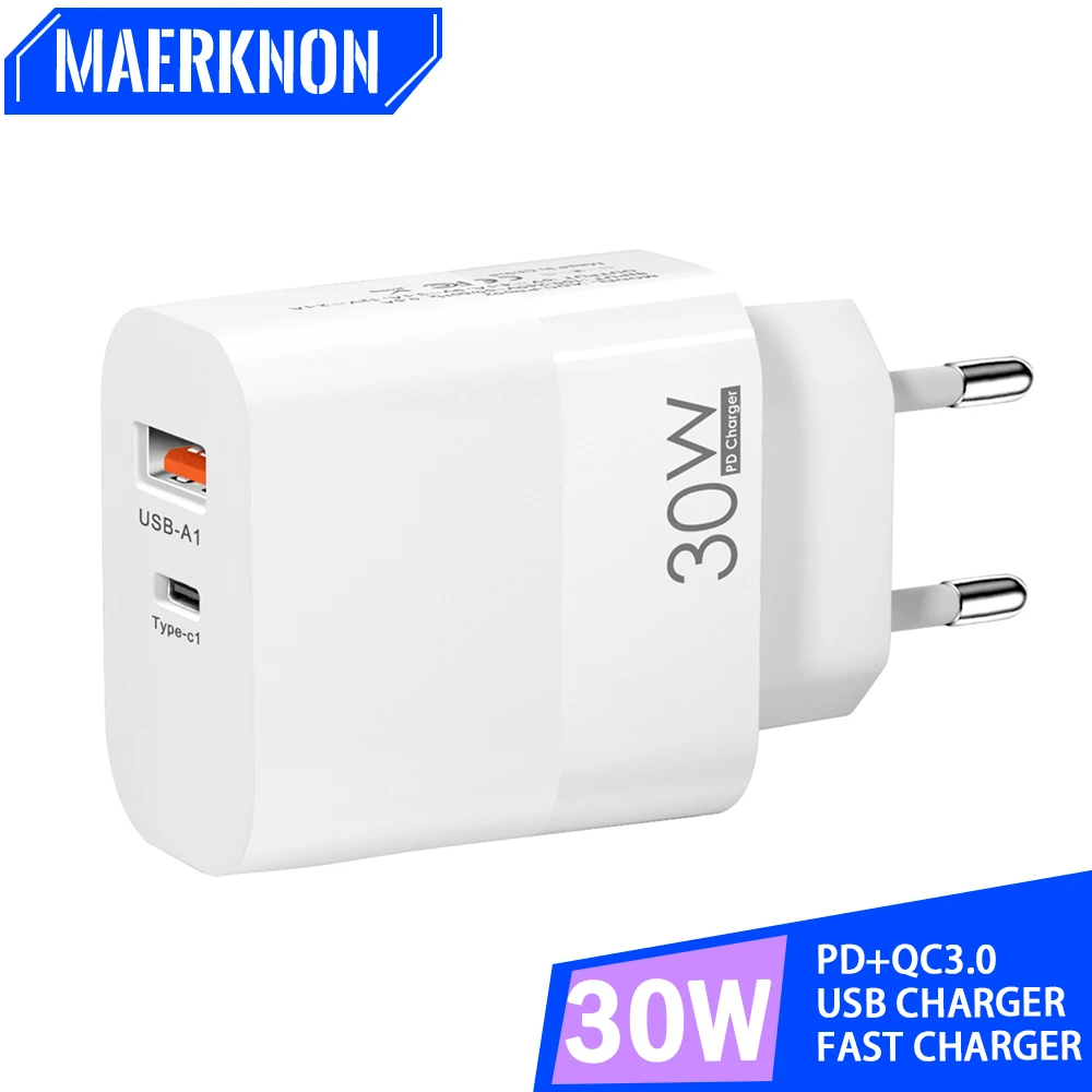 

30W Fast USB Phone Charger Quick Charge 3.0 PD Type C Wall Charger For iPhone 14 Xiaomi Samsung Huawei USB C Phone Power Adapter