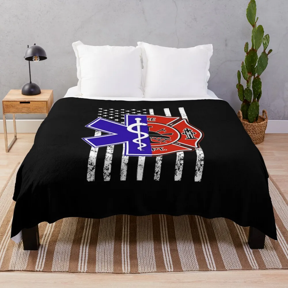 

EMT Firefighter Throw Blanket Thin Blankets Luxury St Blanket Loose Blanket