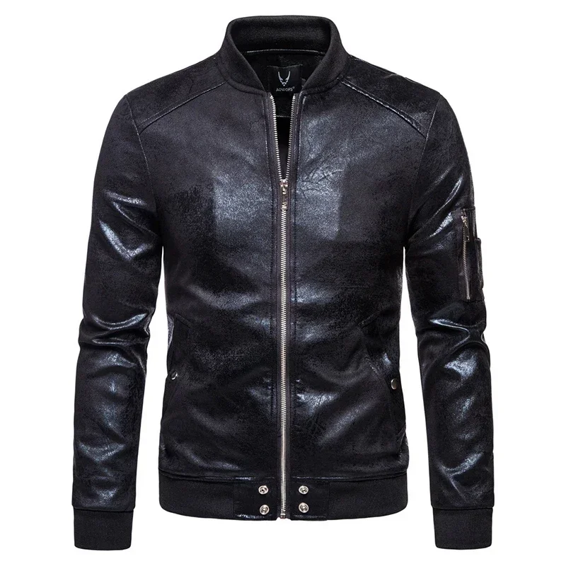 

New Men's Leather Jacket Slim Black Motorcycle Biker Coats Men Clothing Windproof Pu Jacket Outwears Winter 2021 Winter Fashion