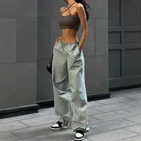 Y2k Cargo Women Drawstring Pants Low Waist Sweatpant Streetwear Vintage Baggy Wide Leg Trousers Oversized Parachute Jogger Pants - Image 3