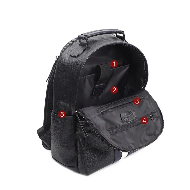 2024 New Design Fashion Men Backpack Brown Genuine Leather Laptop Backpack Schoolbag Boys Day Bag Pack Male Travel Bags Large 6