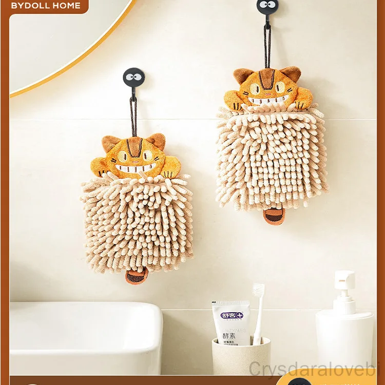 

2PCS Chenille Hand Towel Hanging Super Absorbent Cloth Kitchen Bathroom Cute Towel Absorbent Towel Chinchilla Handkerchief