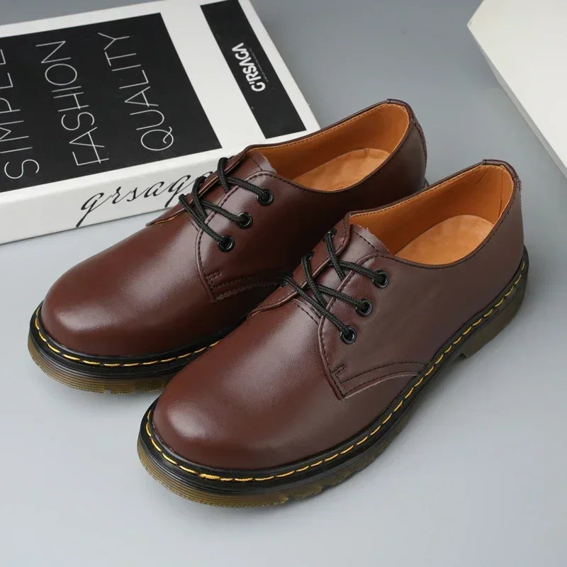 Thick-soled Black Outdoor Safety Shoes Cow tendon outsole Leather Work Shoes Casual Oxford Shoes Lace-up 38-46 38-46