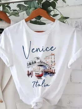 Short Sleeve Crew Neck Graphic Print T-shirt - Casual Summer & Spring Top for Women - Women'S Clothing 1
