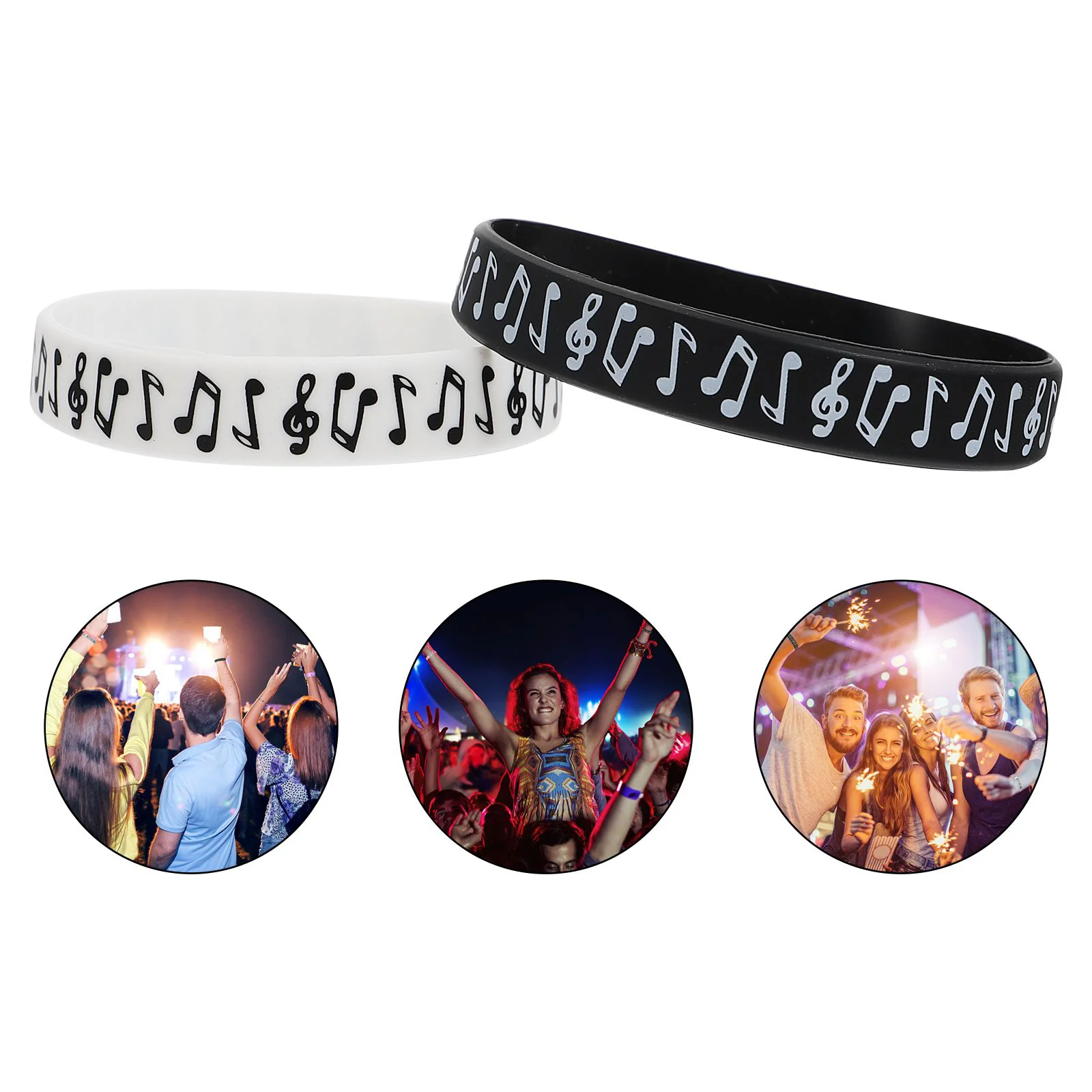 10 Themed Silicone Bracelets Note Bracelets Dance Challenge Party Wristbands for Boys Party Supplies Black White