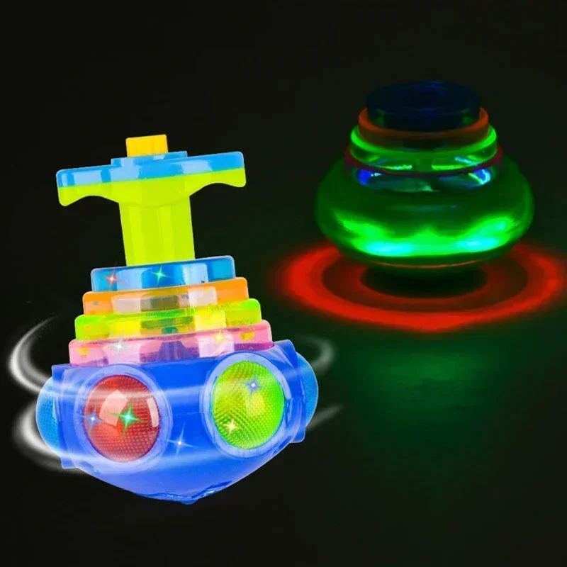 Bagged Round Luminous Toy Light Music Rotating Gyro Fidget Spinner Spinning Top Toys Random Color Children's Gifts