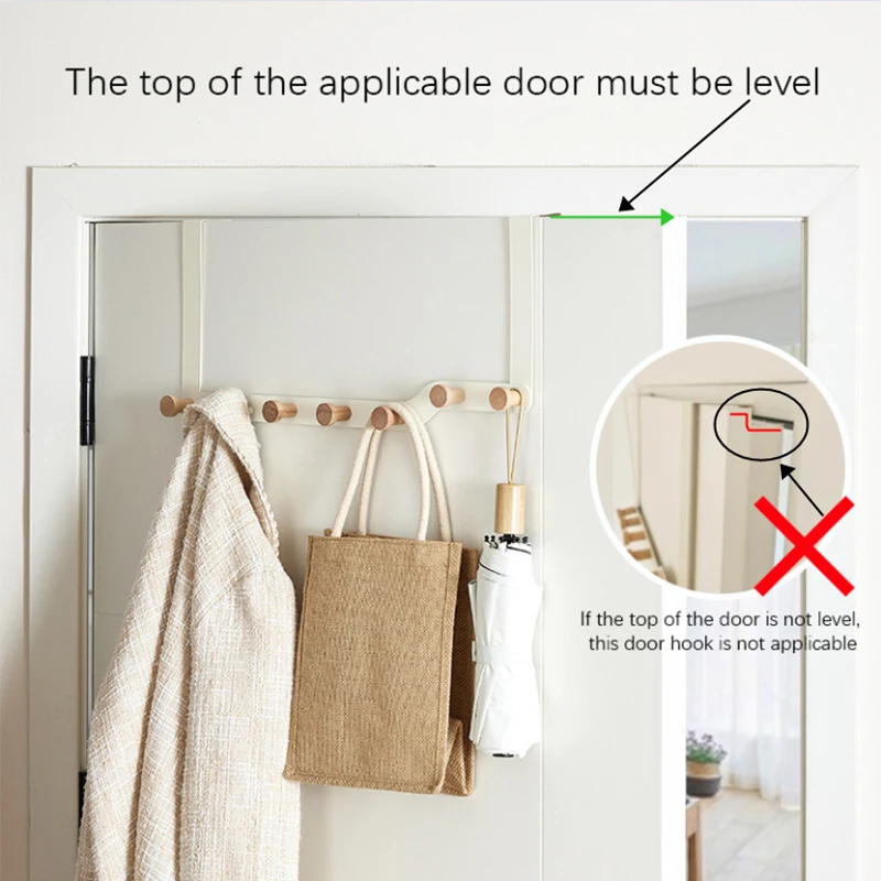 Over The Door Hook Hangers Entryway Bedroom Organizer Rack for Scarf Hat Belt Coat Bag Housekeeping Organizers with Wooden Hooks storage hook door hook