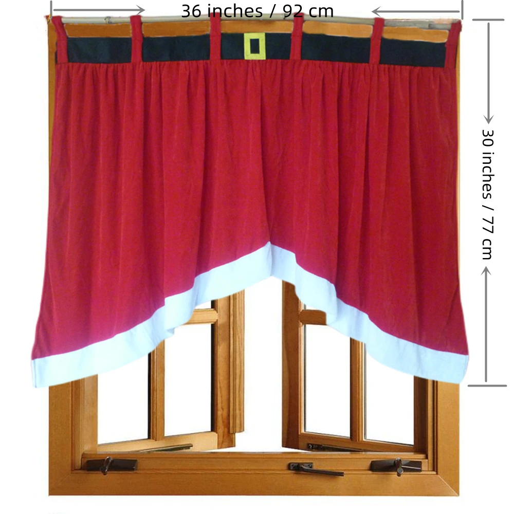 Cortinas decorativas de Navidad de terciopelo denso rojo creativo estilo  superior para ventana Puerta de armario de cocina