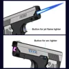 Windproof Folding Gas Electric Dual USB Lighter Metal Turbine Jet Blue Flame Torch Dual Arc Charging Lighter Men's Gift 2