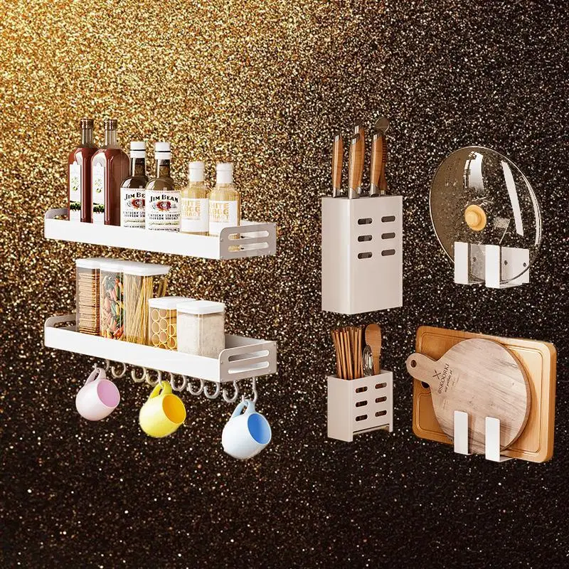 

Multi-functional Wall-mounted Kitchen Storage Rack Complete Set, The Ultimate Solution for Organizing Your Kitchen Looking