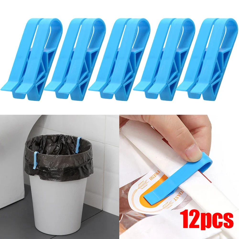 

2/12pcs Garbage Bag Anti-Slip Clips Practical Rubbish Bag Holder Clamp Waste Basket Can Fixation Clip Snack Bag Sealing Tools