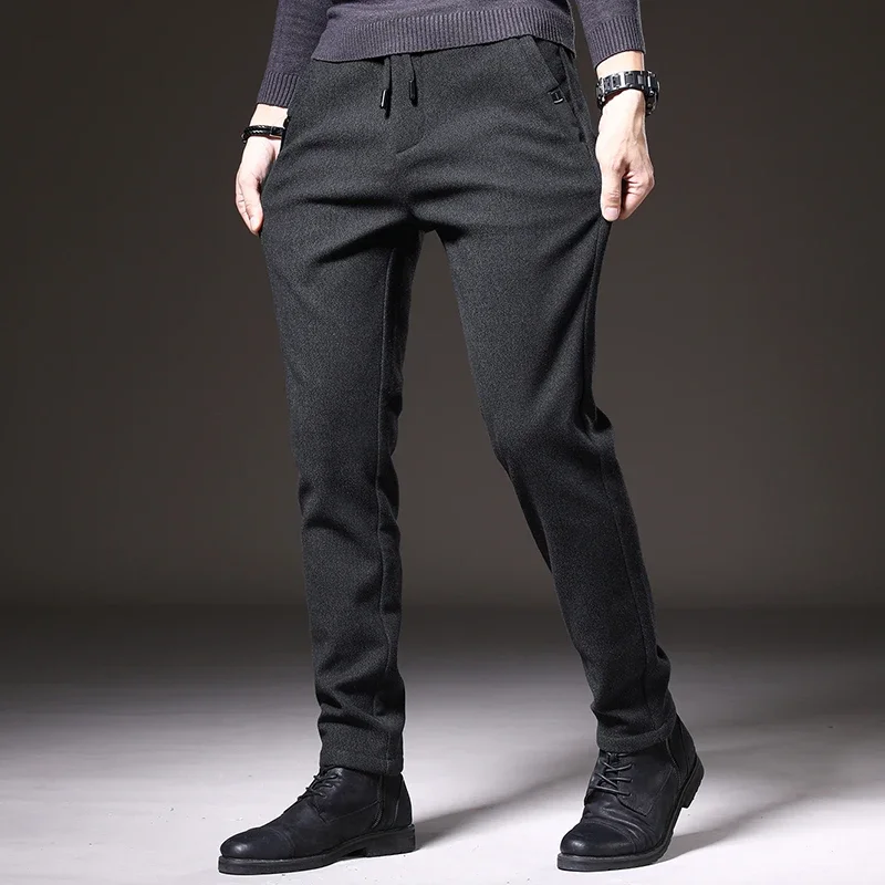 2024 Men's Slim Casual Cotton Trousers - Spring & Autumn Fashion in Black, Grey, and Blue