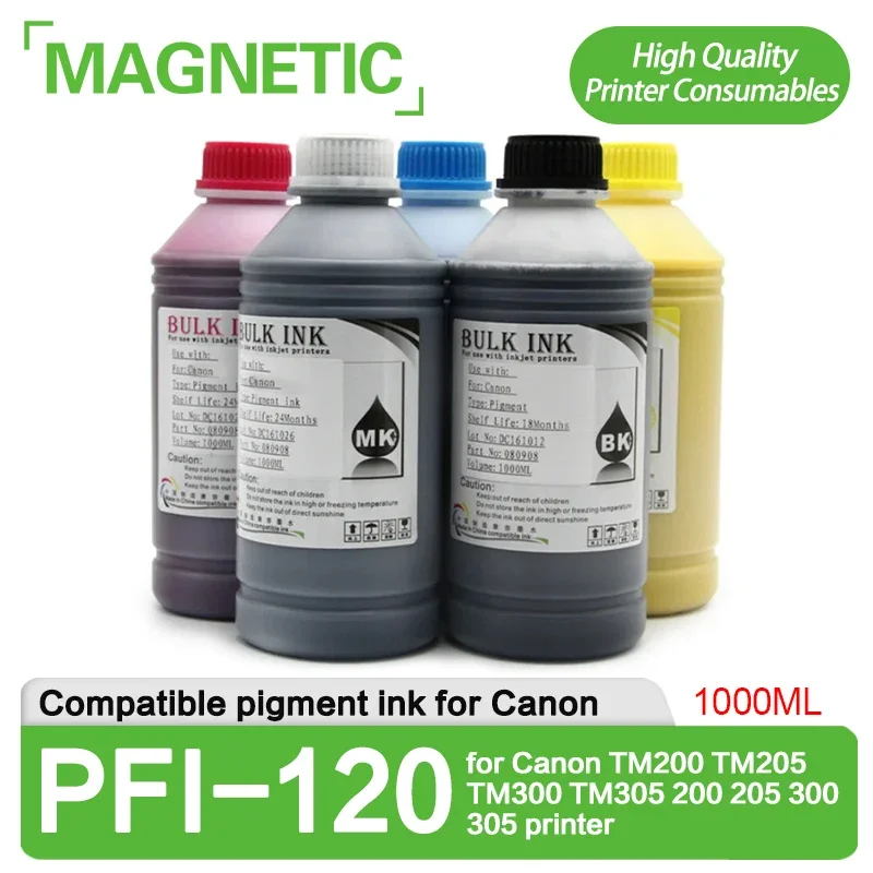Bottle Pfi120 Pfi 120 Tinta Pigmentada para Canon Tm200 Tm205 Tm300 Tm305 200 205 300 305 Printer 1000ml