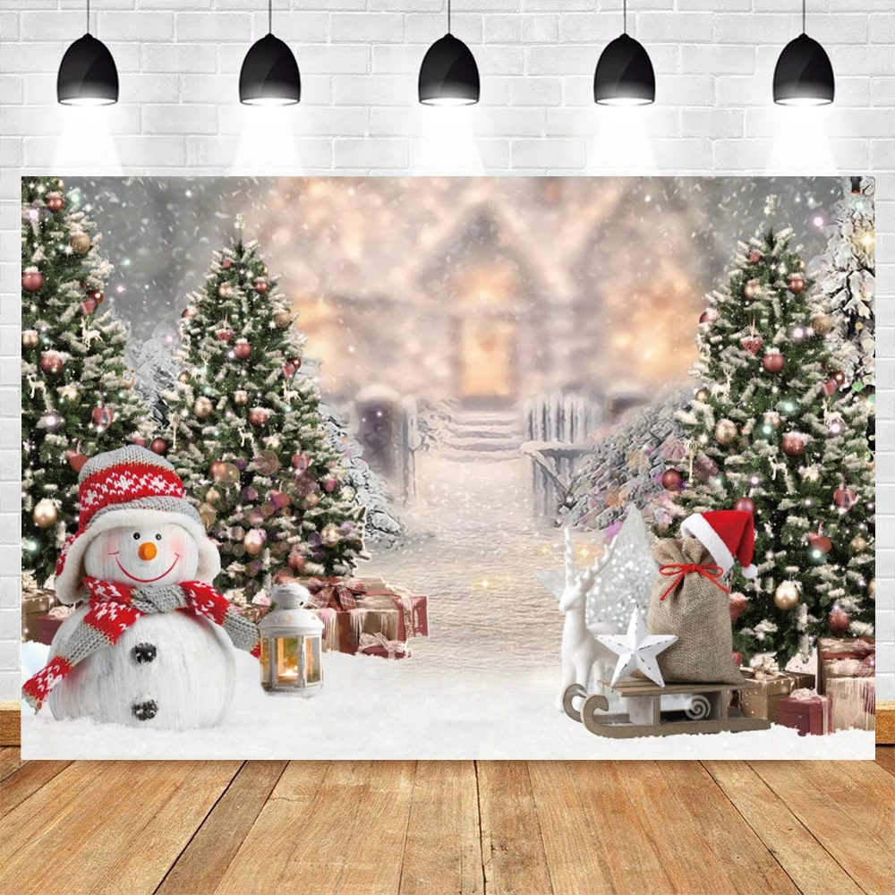 Photo Backdrop Winter Christmas Photography Background Fireplace Christmas Tree Window Snow Gift Party Baby Portrait Photography Backdrop Decor
