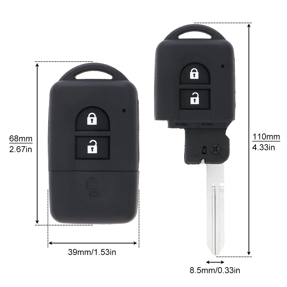 2 Buttons Smart Remote Car Key Shell Fob Fit for Nissan Micra X-Trail Qashqai Note Duke Juke Parthfinder Key Case