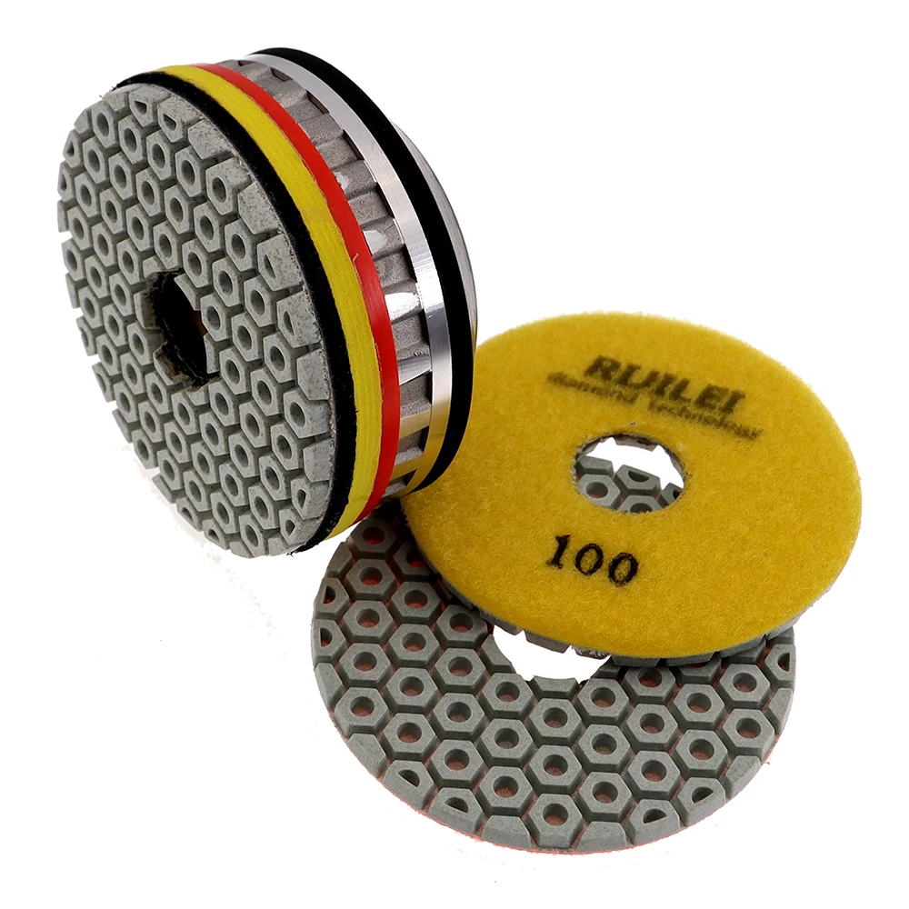 7 Teile/satz Super 4 Zoll Polieren Pads Trocken/Nass 100mm Polieren Pad Für Granit Marmor Stein Beton schleifen Scheiben – Detail 12