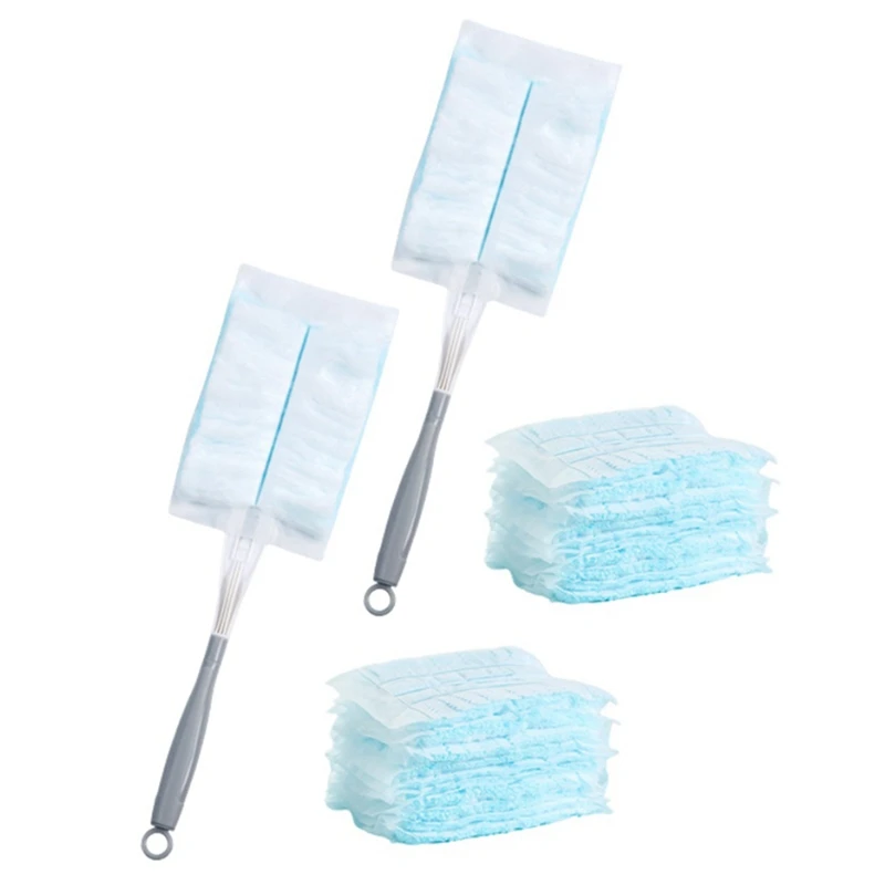 

60Pcs Duster Refills Electrostatic Duster For Cleaning With 2 Handles For Home Ceiling Furniture Multi-Surface Dusting