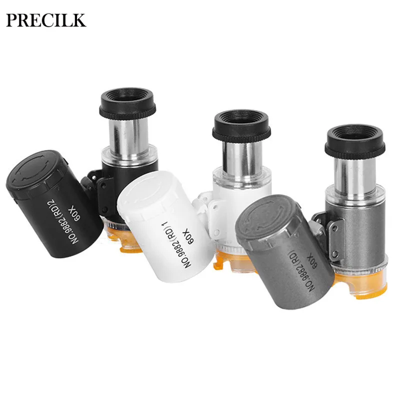 Textile Printing 60X Handheld Microscope 2 LED 1 UV Jewelry Magnifying Glass Jeweler Eye Loupe Repair Magnifier Microscopio |