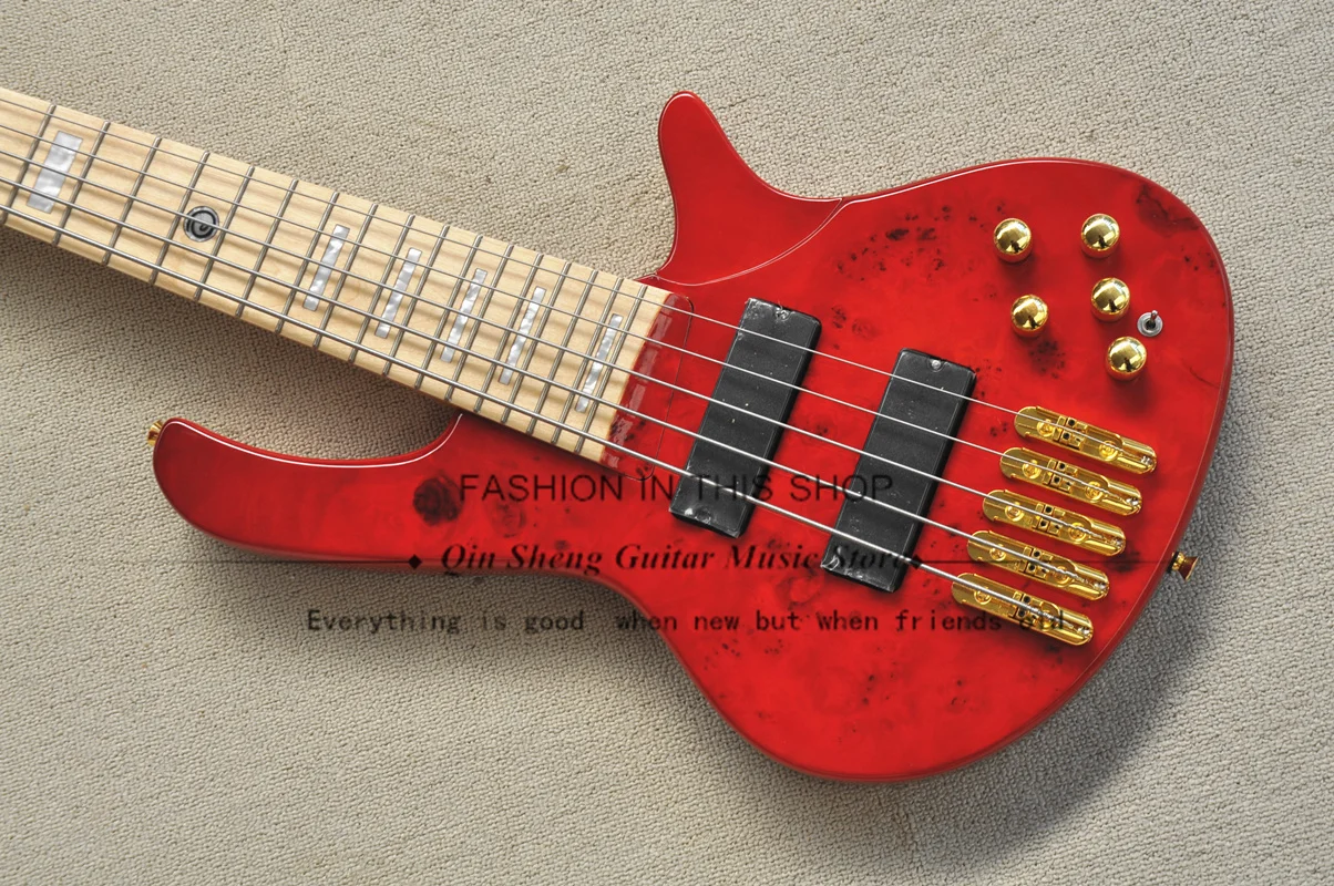 5-Струнная Красная Бас-Гитара DeOl, Бас-Зола, Корпус Из Древесного.