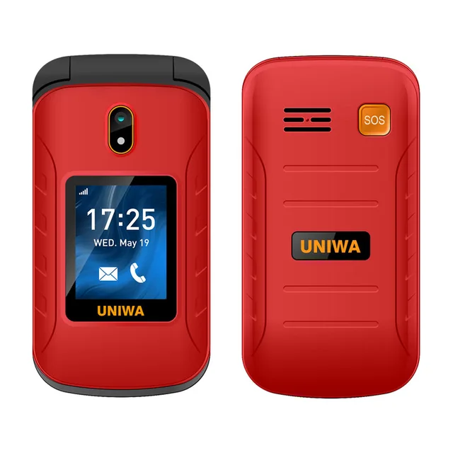 Uniwa v t g flip phone inch double screen feature phone russian keyboard clamshell cellphone