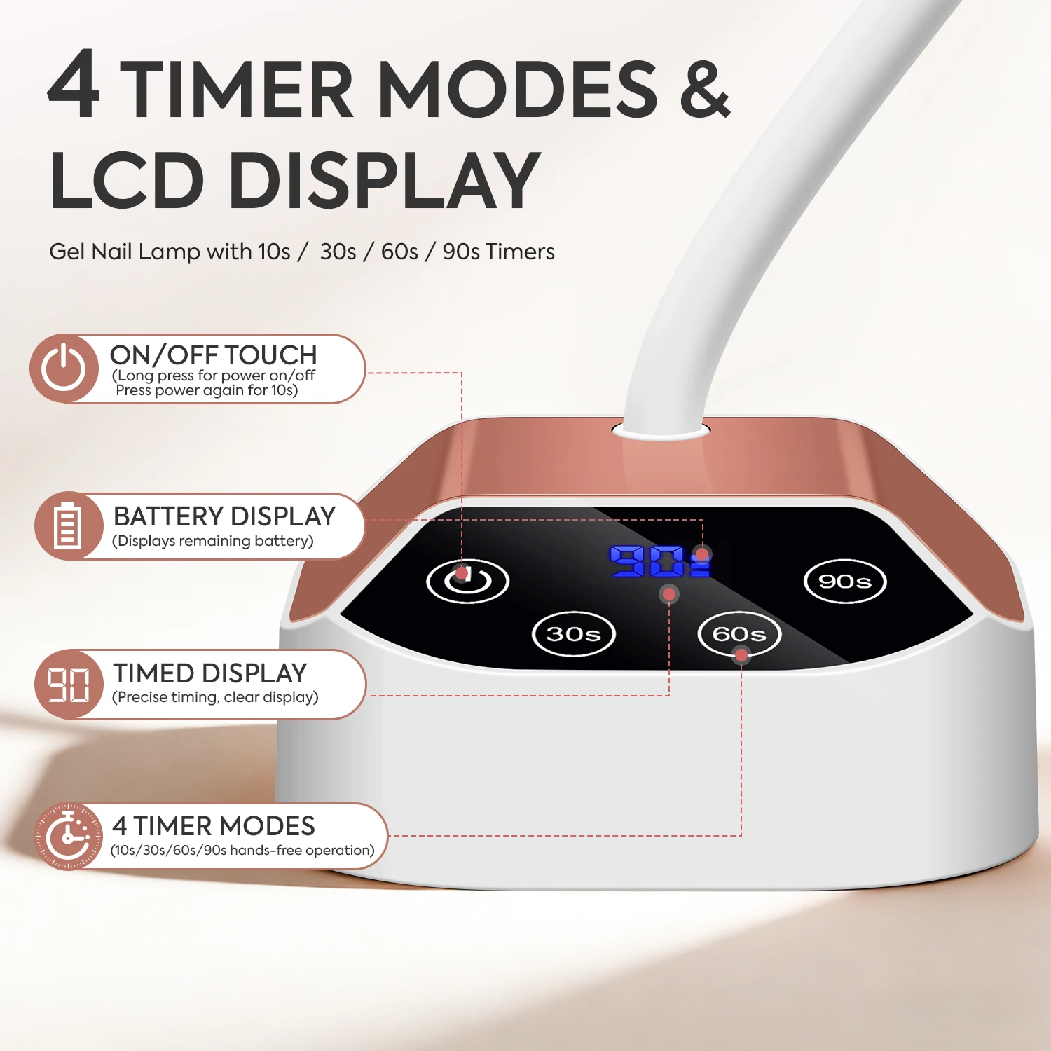 다이아나뷰티 UV LED 네일 램프 데스크탑 충전식 네일 드라이어 4단계 타이머 설정 및 자동 센서 휴대용 UV 라이트