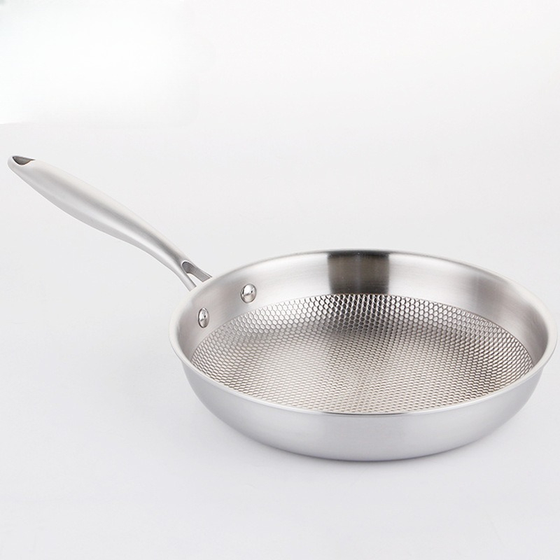 2025 latest five layer steel embossed frying pan, flat bottomed frying pan, Western style steak frying pan