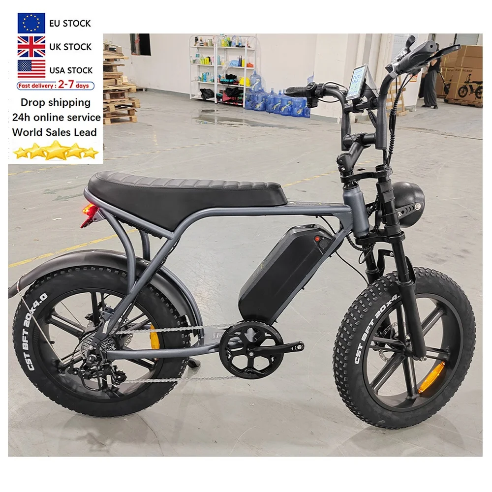 

USA Warehouse OUXI V8 Alloy 20 Inch Air Tires Electric Bike 1000W 48v 750w Vintage Electric Fat Tire Bike With Rear Sea