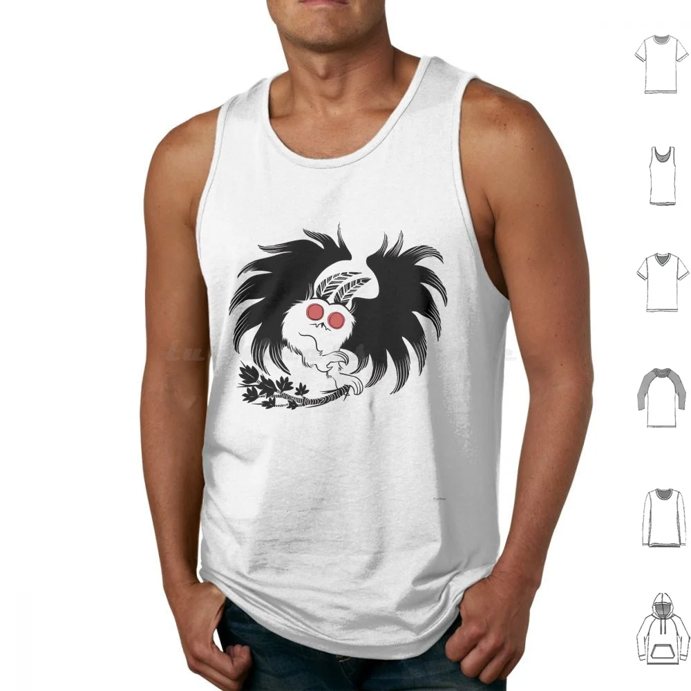 Mothman Landing On A Branch Canotte Stampa Cotton Mothman Moth Man Cryptid Cryptozoology Monster Folklore